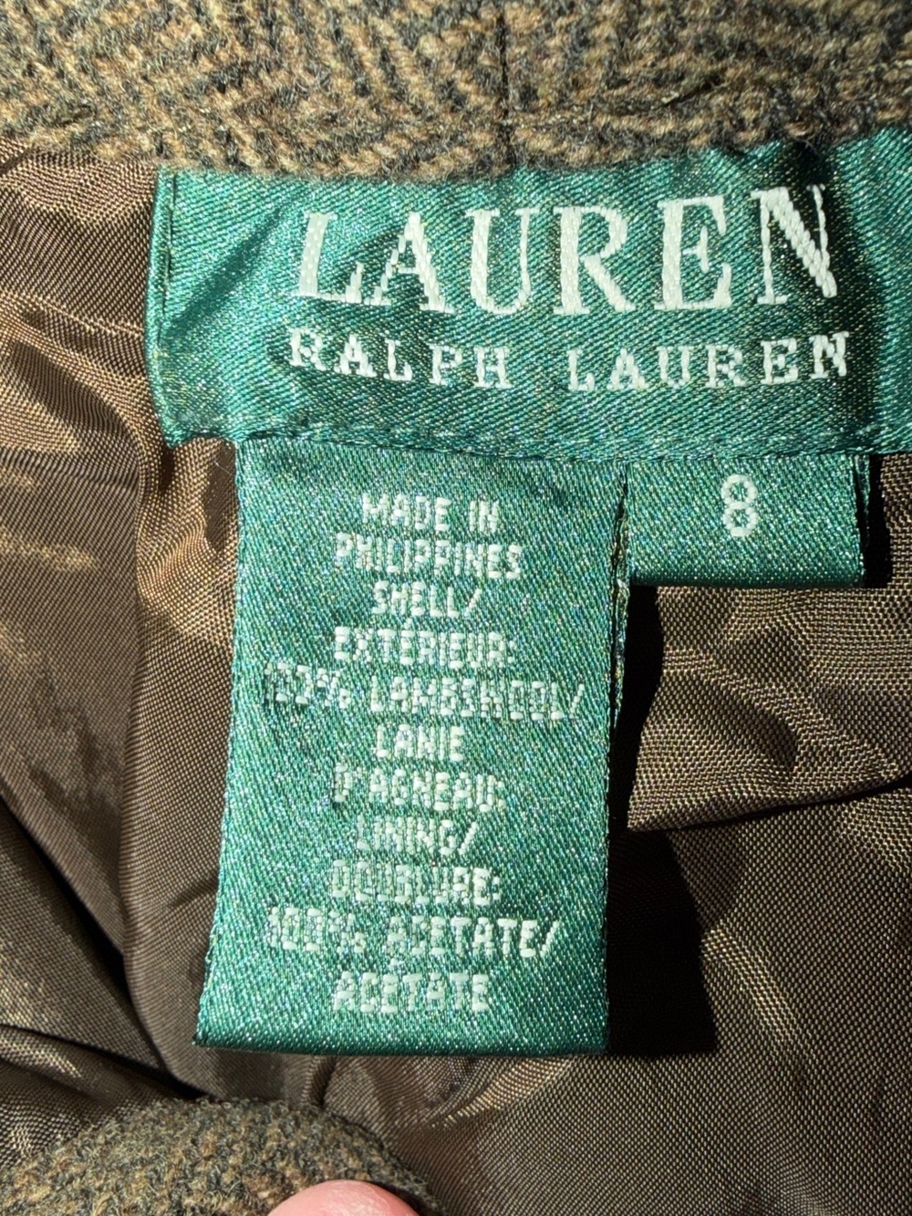 Women’s Ralph Lauren Brown Herringbone Dress Pants - Picture 8 of 8